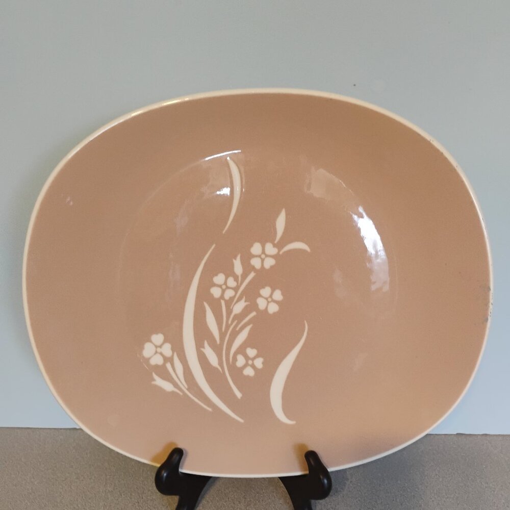 Harkerware MCM Springtime pattern in Dusty Pink Oblong Plater 13"